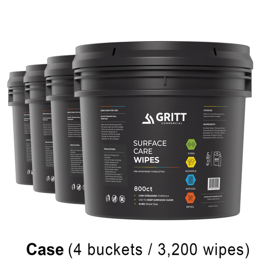 Gritt Commercial 6" x 8" 800-Count Premium Surface Care All-Purpose Cleaner Wipes and Bucket - 4/Case