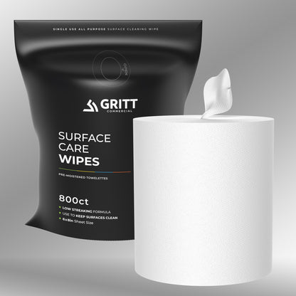 Gritt Commercial Wipe Starter Kit, Black Stainless Steel Wipe Dispenser + 800-Count Surface Care Wipes