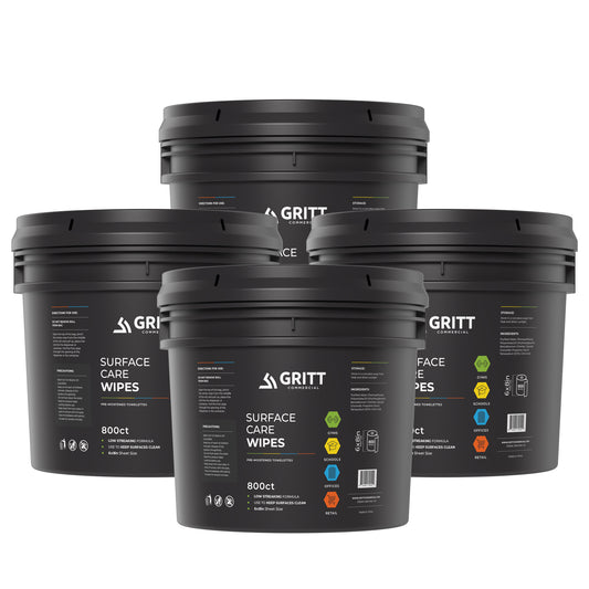 Gritt Commercial 6" x 8" 800-Count Premium Surface Care All-Purpose Cleaner Wipes and Bucket - 4/Case