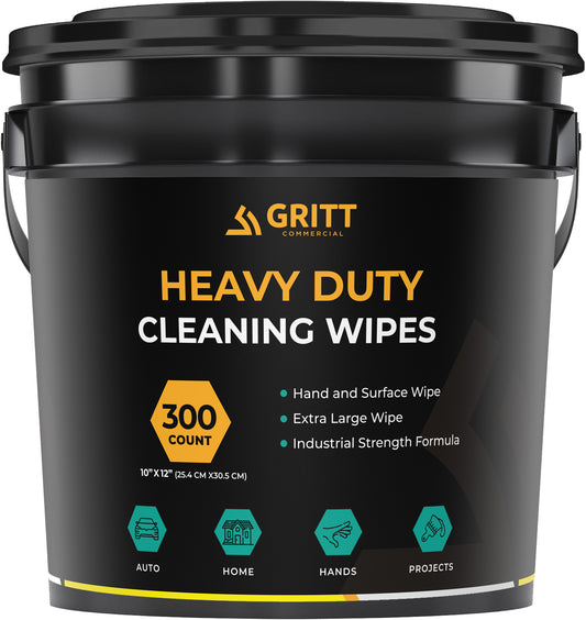 Gritt Commercial 10" x 12" 300-Count Heavy-Duty Multi-Surface Hand & Tool Wet Cleaning Wipes