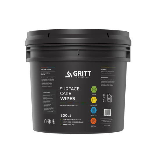 Gritt Commercial 6" x 8" 800-Count Premium Surface Care All-Purpose Cleaner Wipes and Bucket