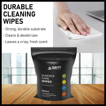 Gritt Commercial 6" x 8" 800-Count Premium Surface Care All-Purpose Cleaner Wipes Refill Bag - 4/Case