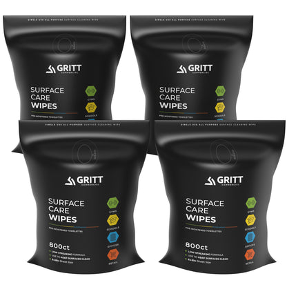 Gritt Commercial 6" x 8" 800-Count Premium Surface Care All-Purpose Cleaner Wipes Refill Bag - 4/Case
